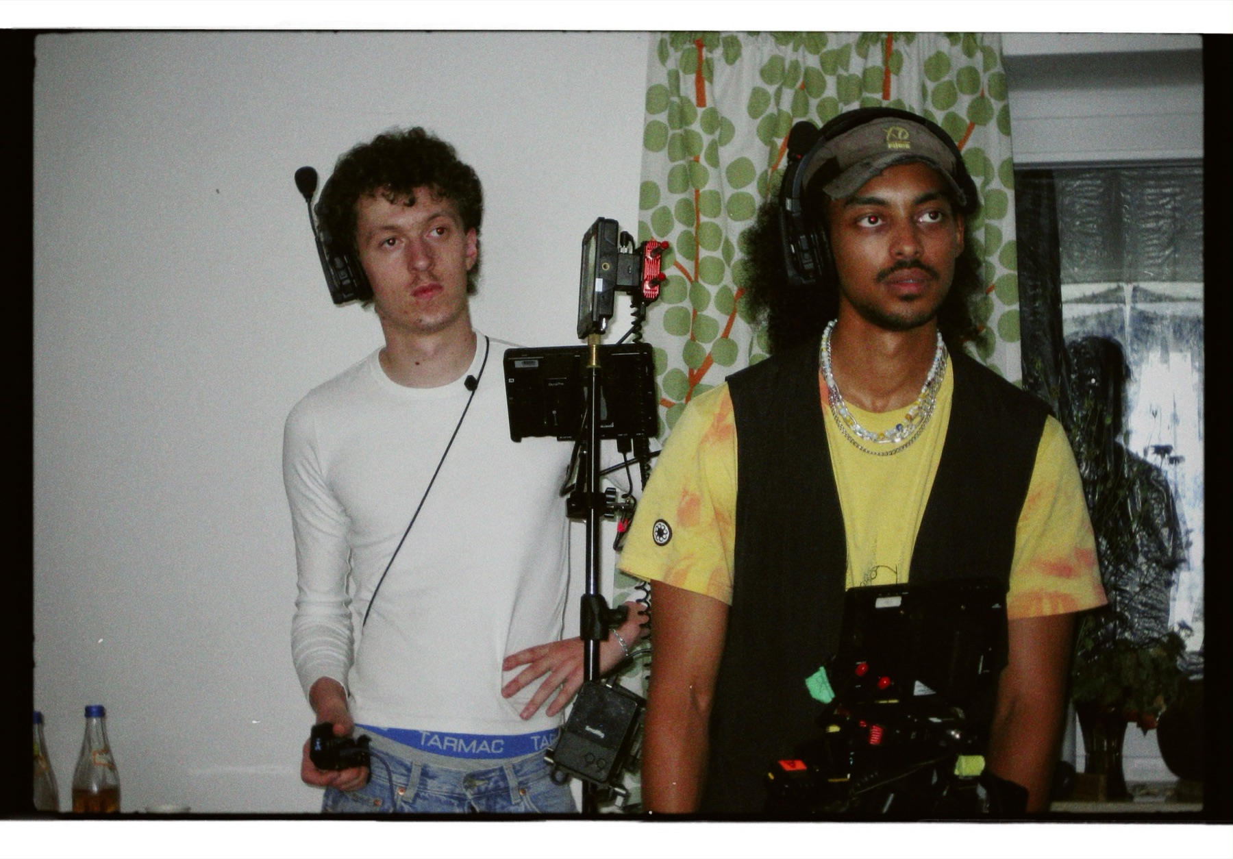 Joel Tesfai on set with the crew